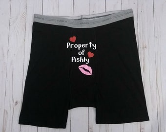 Custom Boxer Briefs, Funny Underwear, Personalized, Sexy Gift For Him, BDSM, Property Of, Boxer Shorts, Personalized Boxers, Erotic
