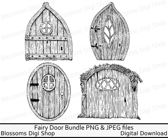 Download Fairy door bundle gnome png digital download hand drawn