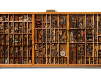 ACTUAL SIZE Lg. Hamilton Wood Type Drawer Art Print, PERSONALIZED/Customizable