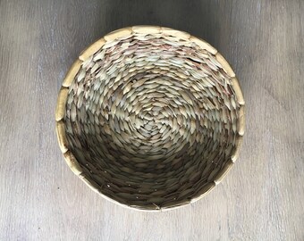 Vintage Woven Basket, Wall Hanging Basket, Wall Basket