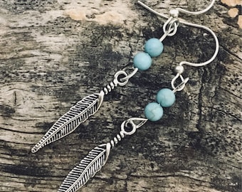 Turquoise Feather Earrings
