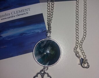 Blue duck and balcn unique necklace with its silvery beloque and chain