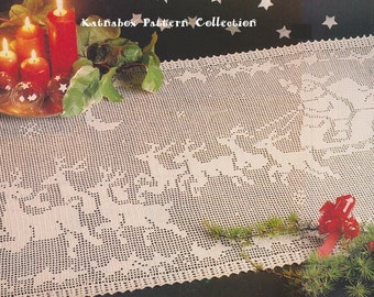 Crochet "Night Before Christmas" Table Runner Pattern #KC0998, Intermediate Skill Level, Crochet PDF Pattern