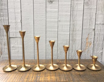 Set of 7 Vintage Brass Candlestick Holders
