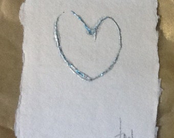 Original handmade note let cards glitter hearts
