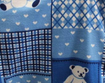 Blue Bear Block, teddy bear, fleece fabric, 60" wide, sold by the yrd