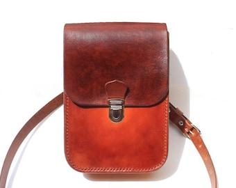 bag, satchel Brown gradient leather removable shoulder strap