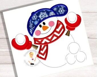 Snowball Snowman Embroidery Applique - 3 Sizes - Instant EMAIL With Download - for Embroidery Machines
