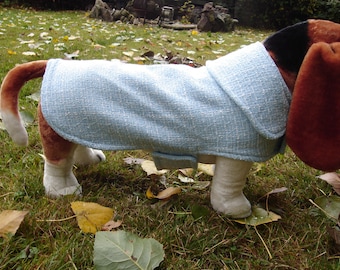Dog Jacket - Sky Blue Tweed Dog Coat- Size Medium- 16-18 Inch Back Length - Or Custom Size