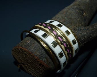 Retro leather Cuff Bracelet & suede Stud