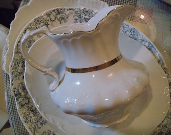 White Vintage Pitcher Ironstone