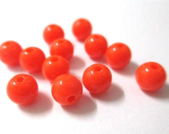 10 6mm orange acrylic beads