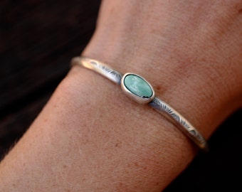 Stamped Turquoise Cuff | Sterling Silver