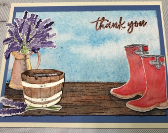 Thank You Card, Garden, Watercolor, Thank You