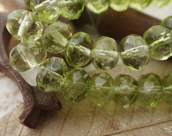 Light Peridot, Rondelles, Czech Beads, Beads, N2407