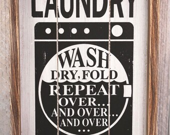 Laundry Room Sign Brown White Vintage Burlap sign Beach