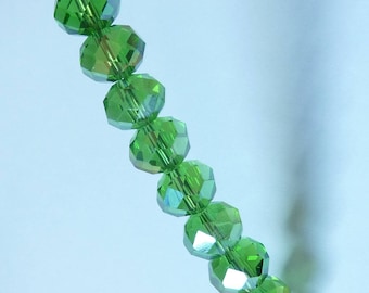 10 pearls 8mm iridescent green swarovski crystal