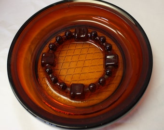 Vintage Amber Glass Ash Tray, 1950's
