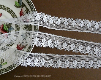 6 3/8 Yards, English Vintage Heirloom Lace, Delicate Cotton Lace Edge, Doll Lace, Bridal, Lingerie Lace, 3/4" Wide - White - N108