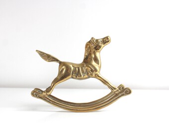 Brass Rocking Horse, Rocking Horse Figuirne, Rocking Horse, Rocking Horse Bookend, Brass Horse Figurine, Horse Figurine, Brass Decor, Horse