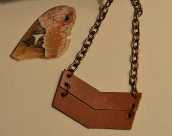 Chunky Leather Chevron Necklace