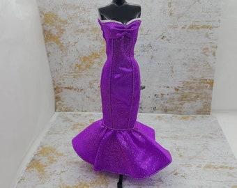 Barbie Strapless Gown Purple fashions Outfit 11 inch doll Mermaid style