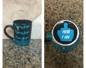 ON SALE Finger family song you tube - mommy finger coffee mug - daddy finger mug - funny mom mug - mom life mug - middle finger mug