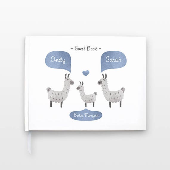LLAMA ALPACA Baby Shower Guest Book, Personalized Baby Book, Animal Baby Guestbook, New Baby Gift, Baby Journal, Baby Notebook