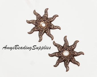 2 Vintaj Natural Brass Fastenables Ornate 26mm Sea Petals (FS027)