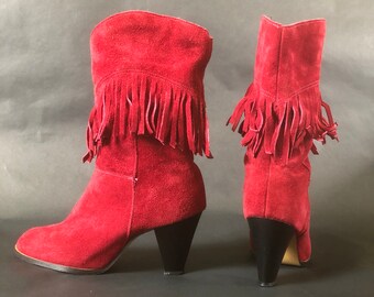 80s Fringed Suede Boots size 7