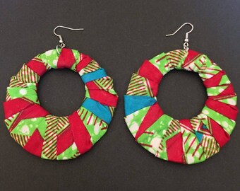 Ankara Fabric Hoop Earrings