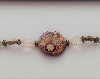 Bracelet convertible necklace with brass leaves