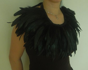 Black Basic Rooster feather collar fully lined #FC610