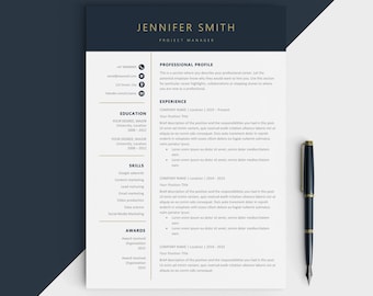 Modern resume template - Modern CV for Microsoft word - Instant digital download - Cover letter included - Modern resume design gold