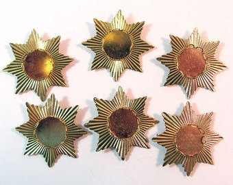 6 Gold Star Pendant Findings 32 mm wide