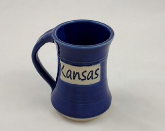 Blue Kansas Pottery Mug Handmade by Daisy Friesen