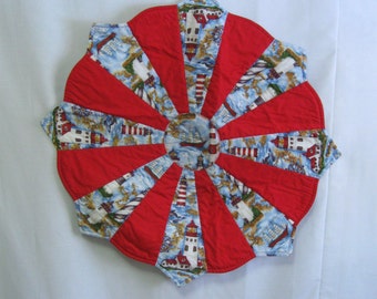Vintage Patchwork Nautical Table Top Centerpiece Sailboats Lighthouses Table Runner Washable Ocean Sea Nautical Decor Free Ship