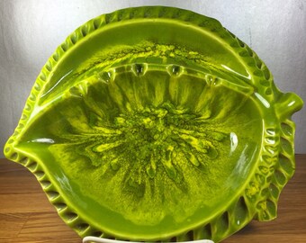 California Pottery Green Leaf Ashtray
