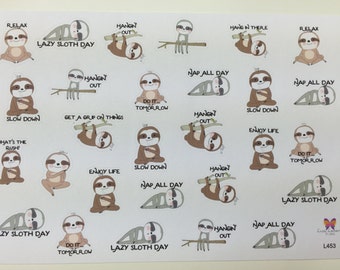 Lazy Day Sloth Planner Stickers L453