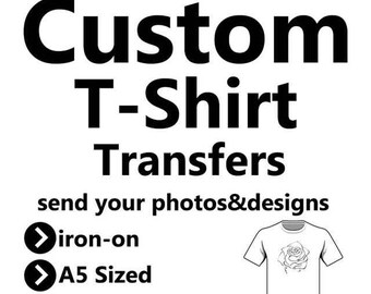 Custom A5 Sized Iron on Trasnfers for T-Shirt your photo/image/design Hen Stag Light Fabrics