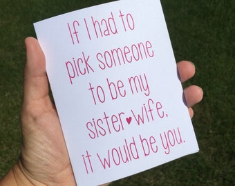 Sister Wife Card Funny Best Friend Card Friend Funny Friendship card Best Friend card Funny BFF Card Long Distance Friendship Besties Card