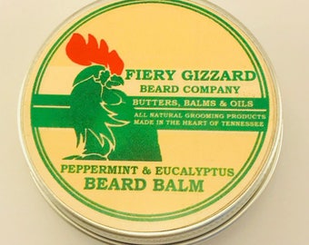 Beard Balm Peppermint & Eucalyptus - Beard Conditioner, Beard grooming balm with Mango butter and Peppermint - beard care - beard styling