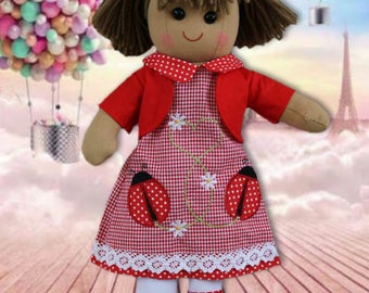Personalised Rag Doll, Custom Rag Dolls, Embroidered Dolls, New baby girls gift, birthday or baby shower gift, baby girl