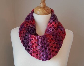 Infinity Scarf Granny on the Straight Crochet Knit Handmade Women's Scarves