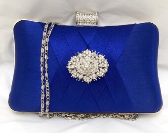 wedding clutch, formal clutch, Royal blue clutch, evening bag, bridesmaid clutch, bridesmaid bag, crystal clutch