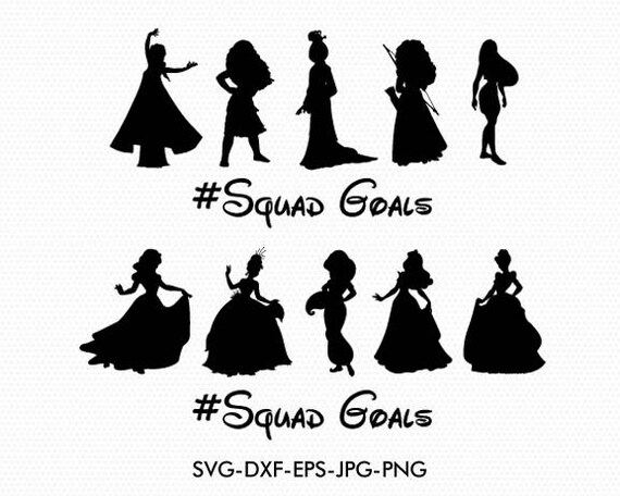 Download Squad goals svg Disney Princesses squad goals svg Silhouettes