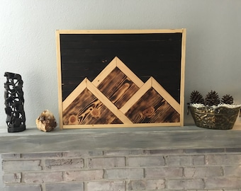 Mountain Range Wood Art