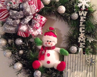 Snow shovel welcome wreath