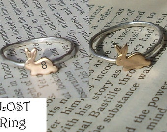 Tiny Bunny- Sterling Silver and Brass -Stacking Ring- LOST Sawyers Rabbit ring