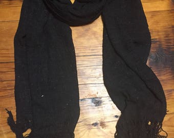 Black raw silk scarf (70x19in)
